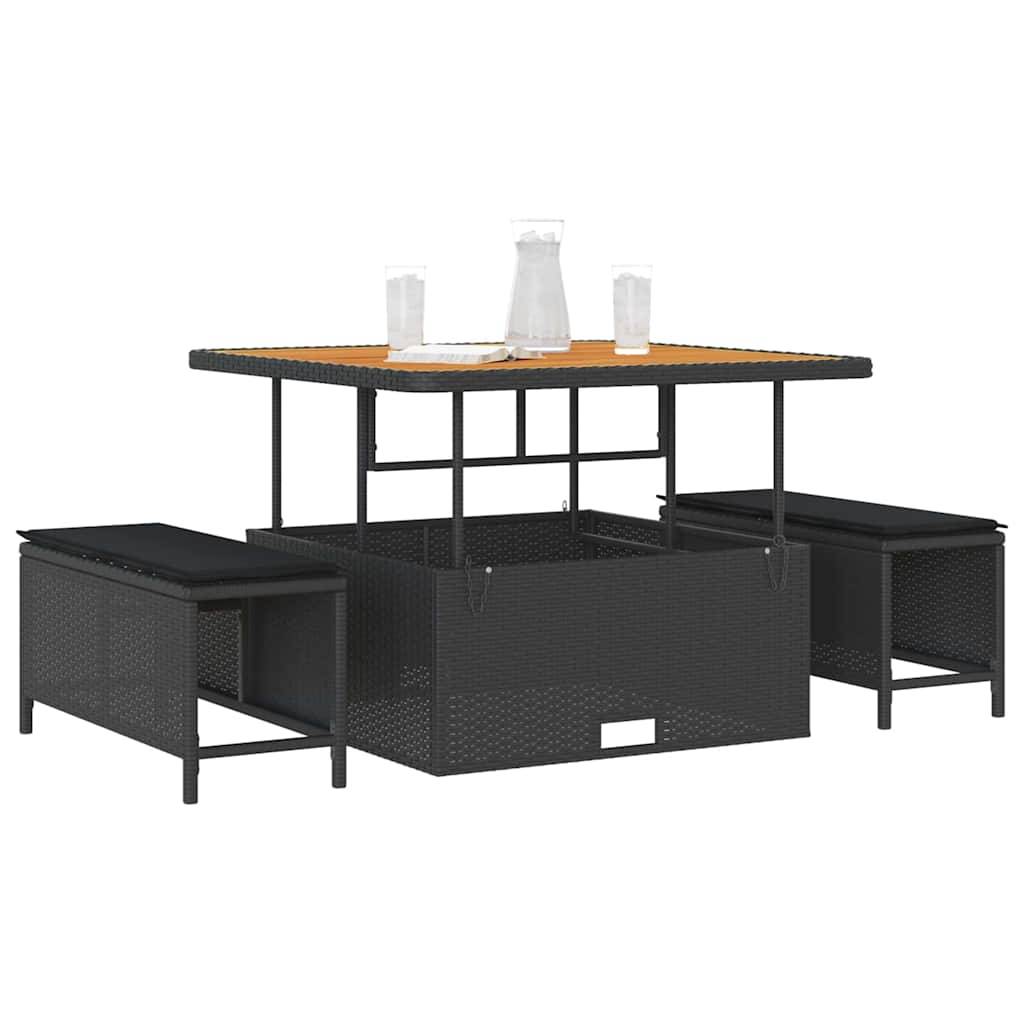 Ensemble de salle à manger pour jardin | Mobilier d'extérieur Noir polyrotin Maison Chic - Image 3