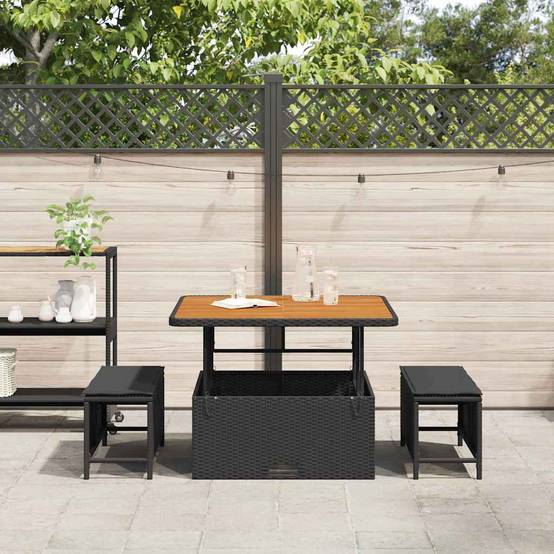 Ensemble de salle à manger pour jardin | Mobilier d'extérieur Noir polyrotin Maison Chic - Image 4