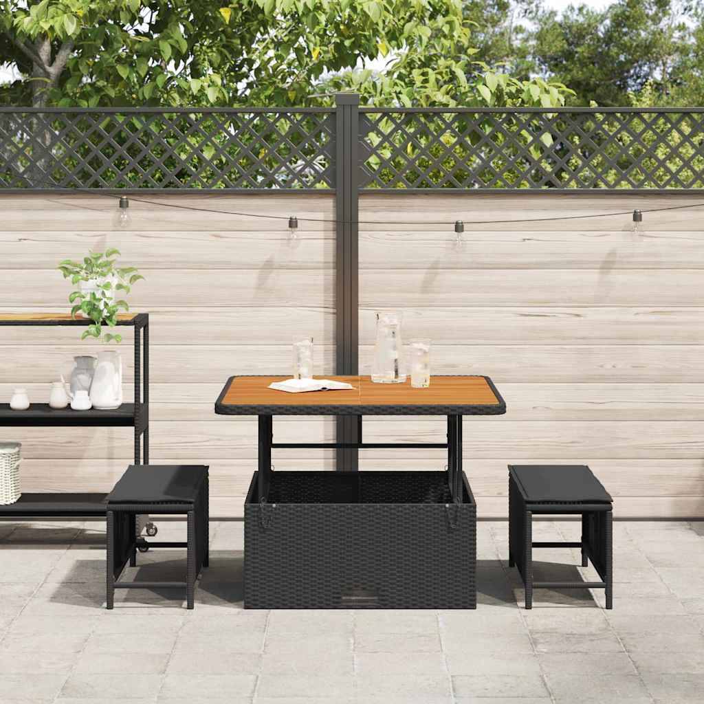Ensemble de salle à manger pour jardin | Mobilier d'extérieur Noir polyrotin Maison Chic - Image 4
