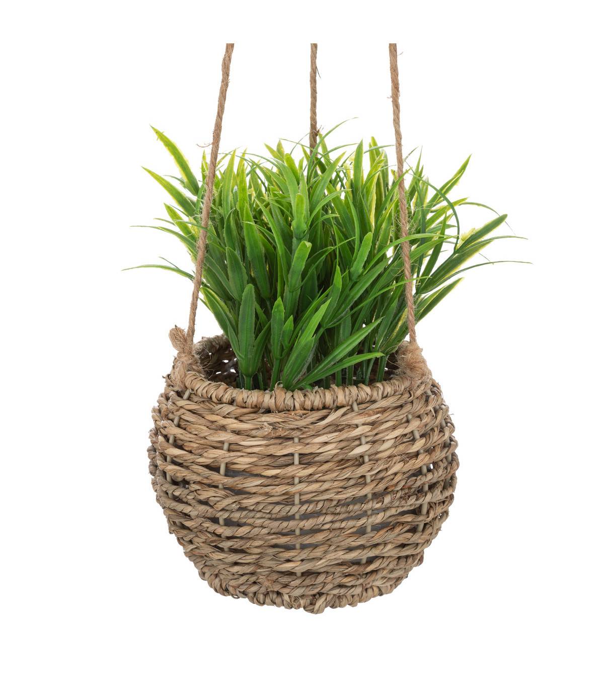 Plante artificielle suspendue pot en roseau H 60 cm - Image 2