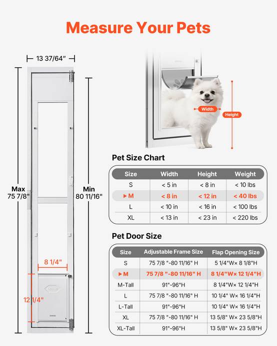 VEVOR Chatière pour Porte Coulissante en Verre Ouverture Pivotante Taille M - Image 2