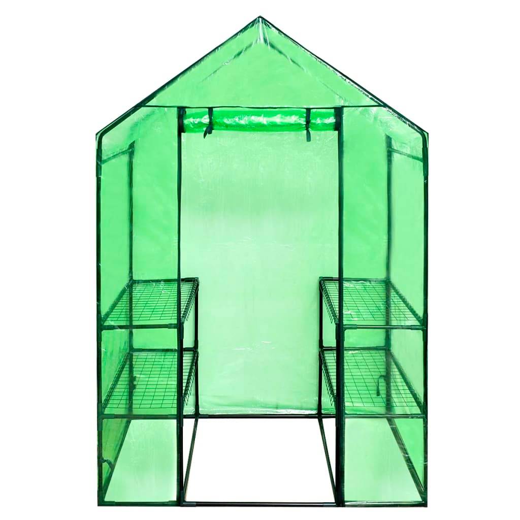 ComfortXL - Serre Jardin Acier PVC Hivernage 4 Étagères Porte Zippée 120x80x190cm - ComfortXL Outdoor Living - Image 2