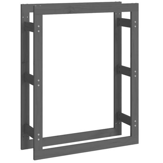 Support à bûches vertical en Bois de Pin Massif Stockage pour Cheminée 80x25x100 cm Gris - ComfortXL Outdoor Living - Image 2