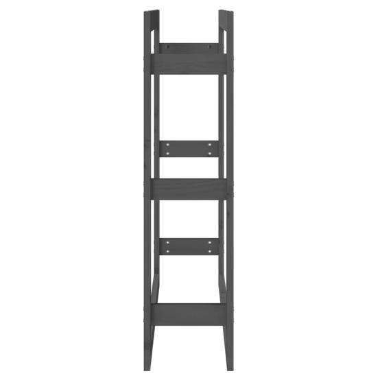 Support à bûches vertical en Bois de Pin Massif Stockage pour Cheminée 80x25x100 cm Gris - ComfortXL Outdoor Living - Image 6