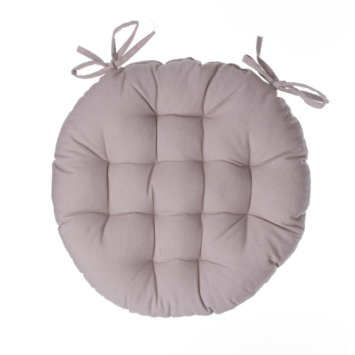 Lot de 4 Galettes de chaise en Coton Beige D 38 cm - Image 3