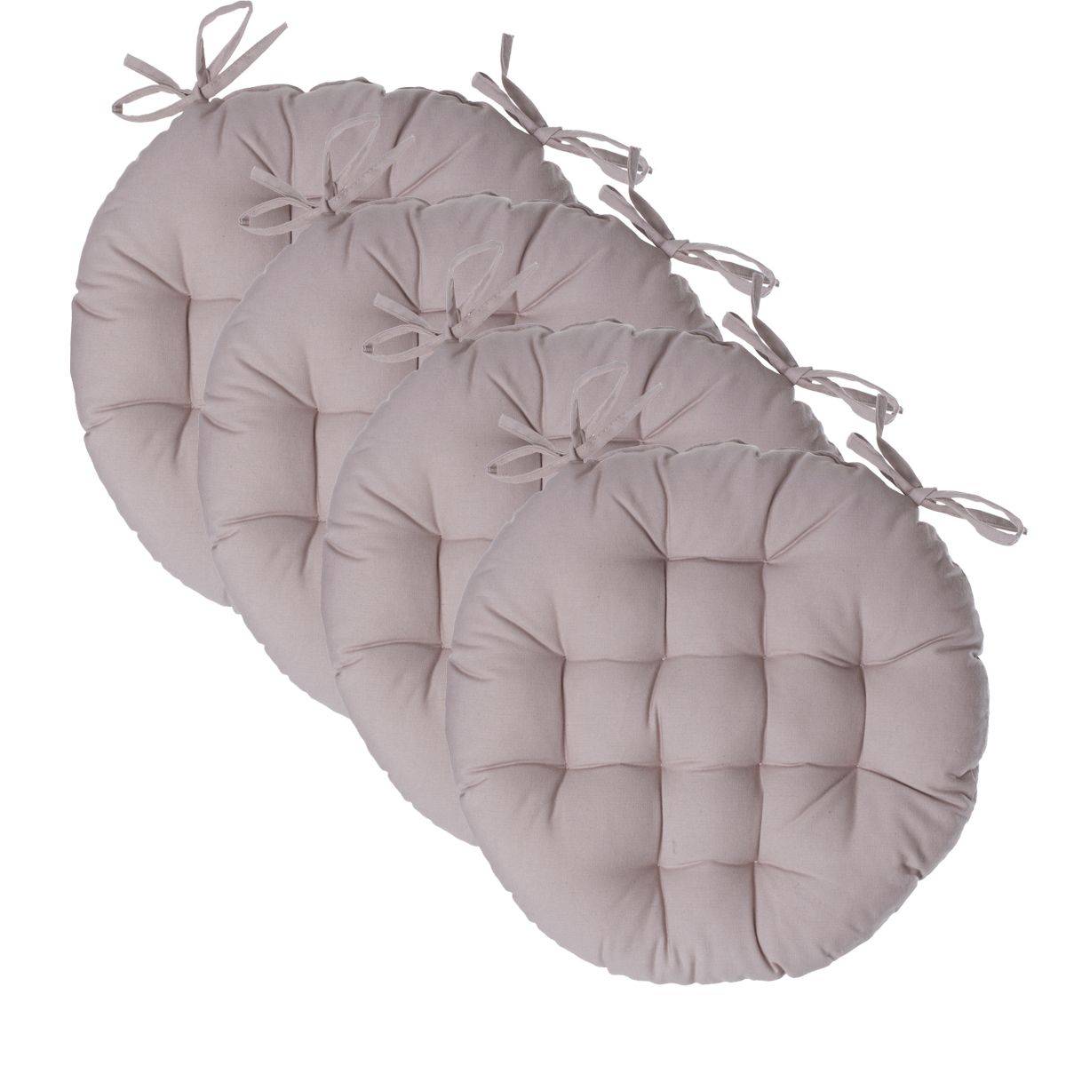 Lot de 4 Galettes de chaise en Coton Beige D 38 cm - Image 1