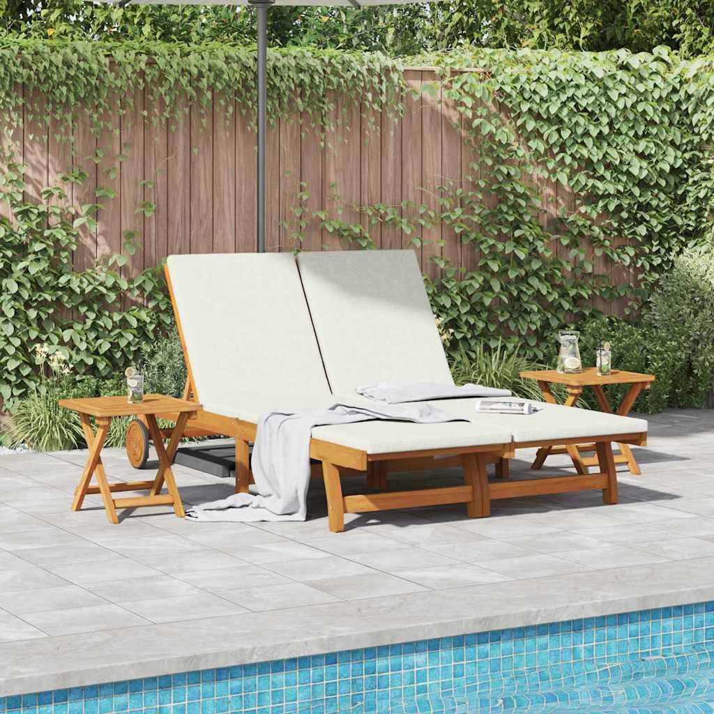 PANGIVO - Transat Bois d'Acacia Massif Blanc Crème 199 x 63 x 85 cm - PANGIVO - Image 1
