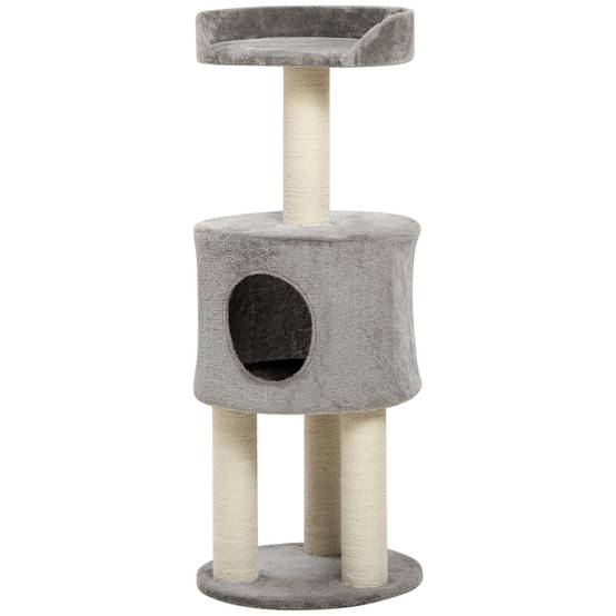 Arbre à chat sisal et peluche gris 40 x 40 x 103 cm - PANGIVO - Image 2