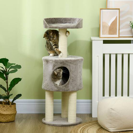 Arbre à chat sisal et peluche gris 40 x 40 x 103 cm - PANGIVO - Image 3