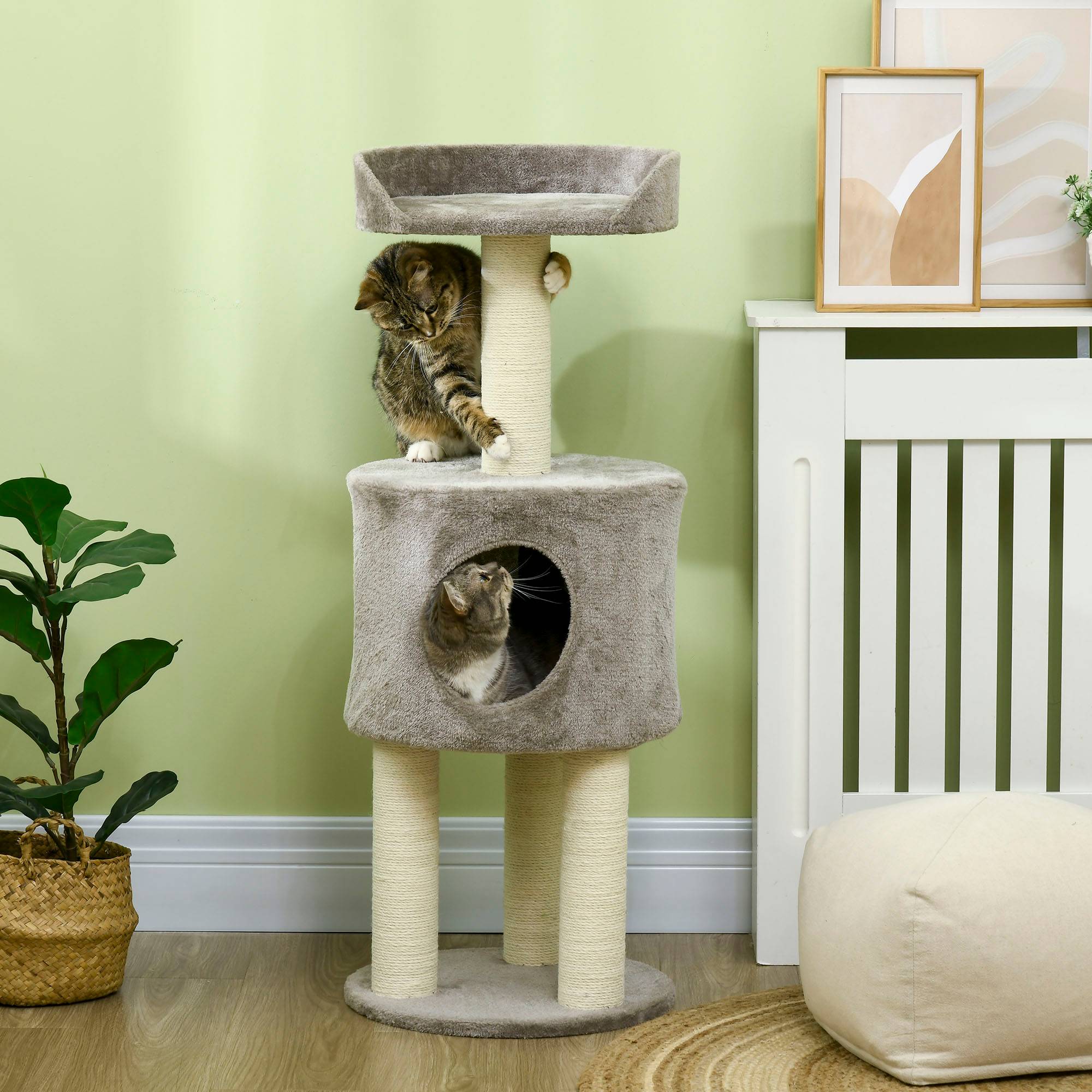 Arbre à chat sisal et peluche gris 40 x 40 x 103 cm - PANGIVO - Image 3
