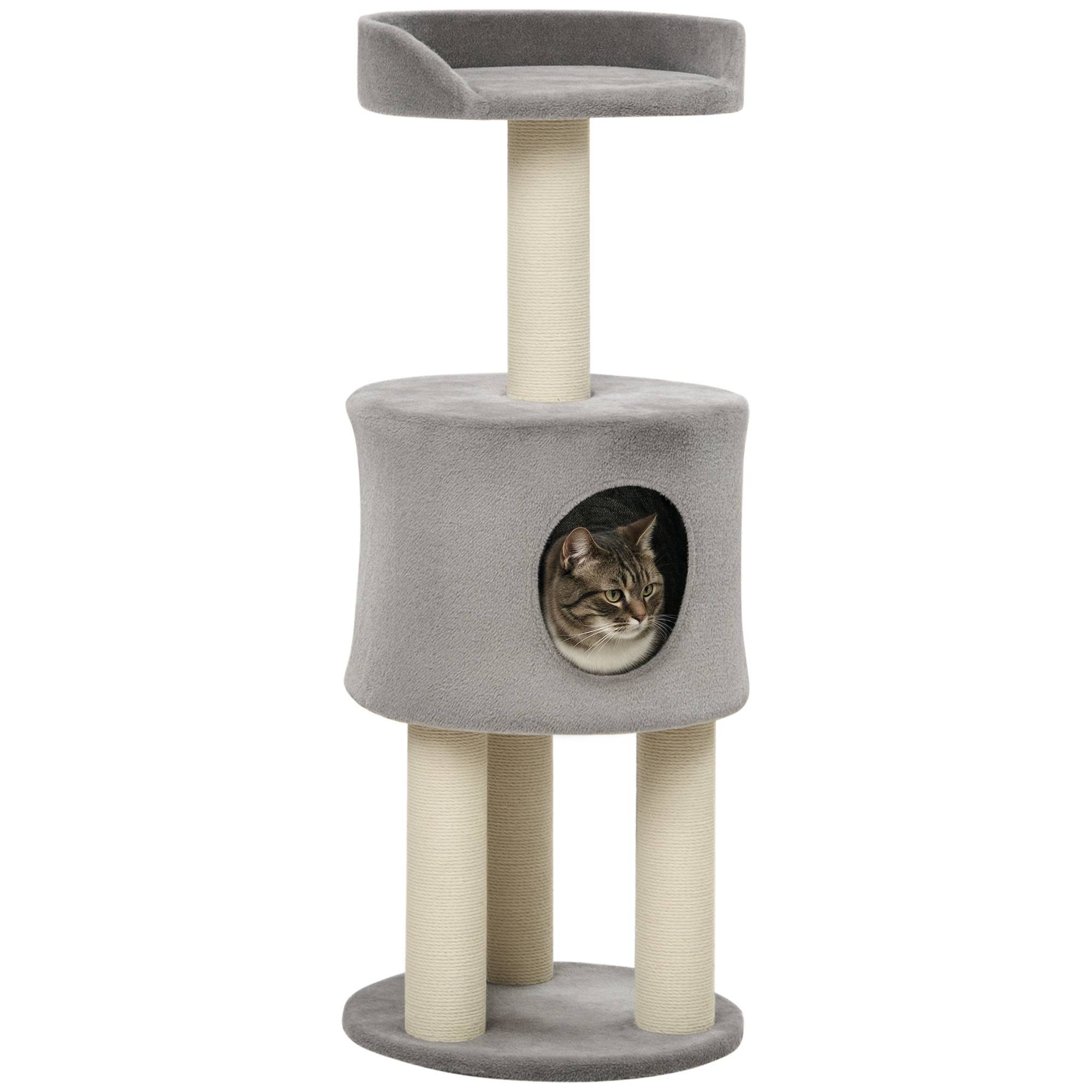 Arbre à chat sisal et peluche gris 40 x 40 x 103 cm - PANGIVO - Image 1