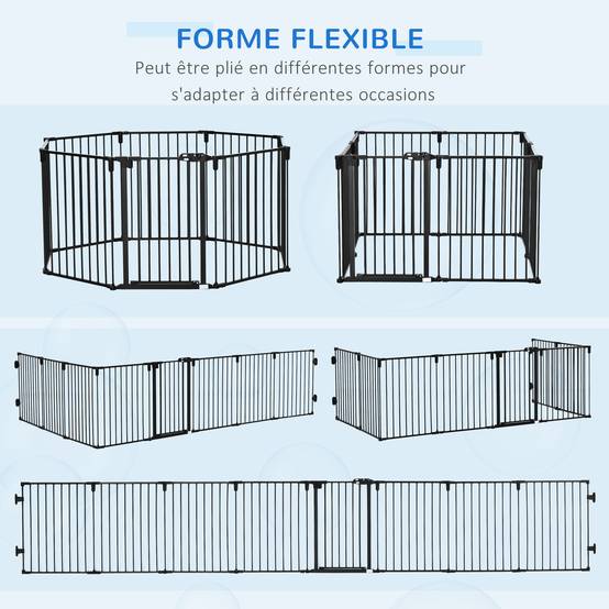 Barrière de sécurité cheminée acier pour chiens parc modulable 482x76cm noir - ComfortXL Outdoor Living - Image 9