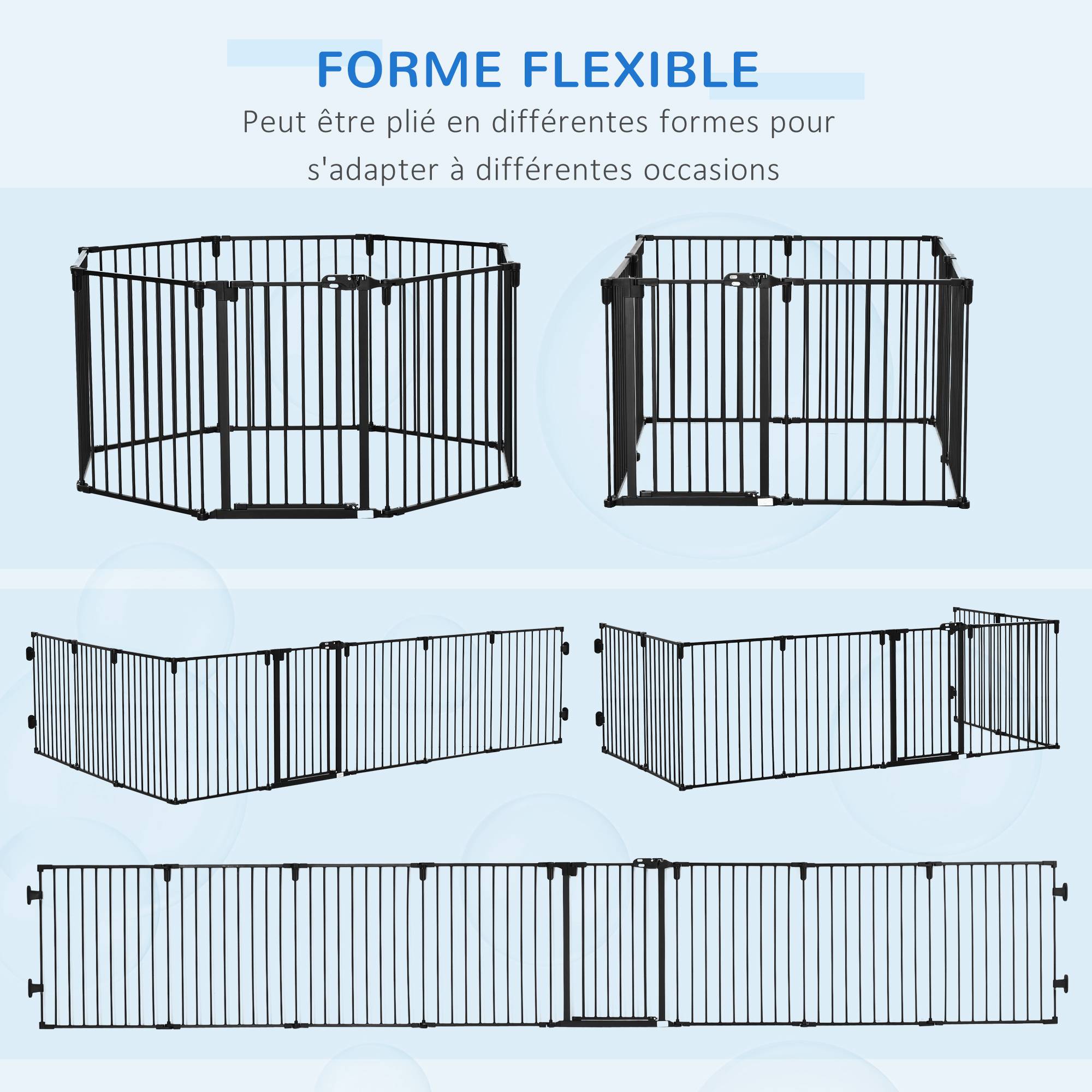 Barrière de sécurité cheminée acier pour chiens parc modulable 482x76cm noir - ComfortXL Outdoor Living - Image 9