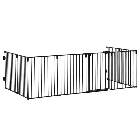 Barrière de sécurité cheminée acier pour chiens parc modulable 482x76cm noir - ComfortXL Outdoor Living - Image 2