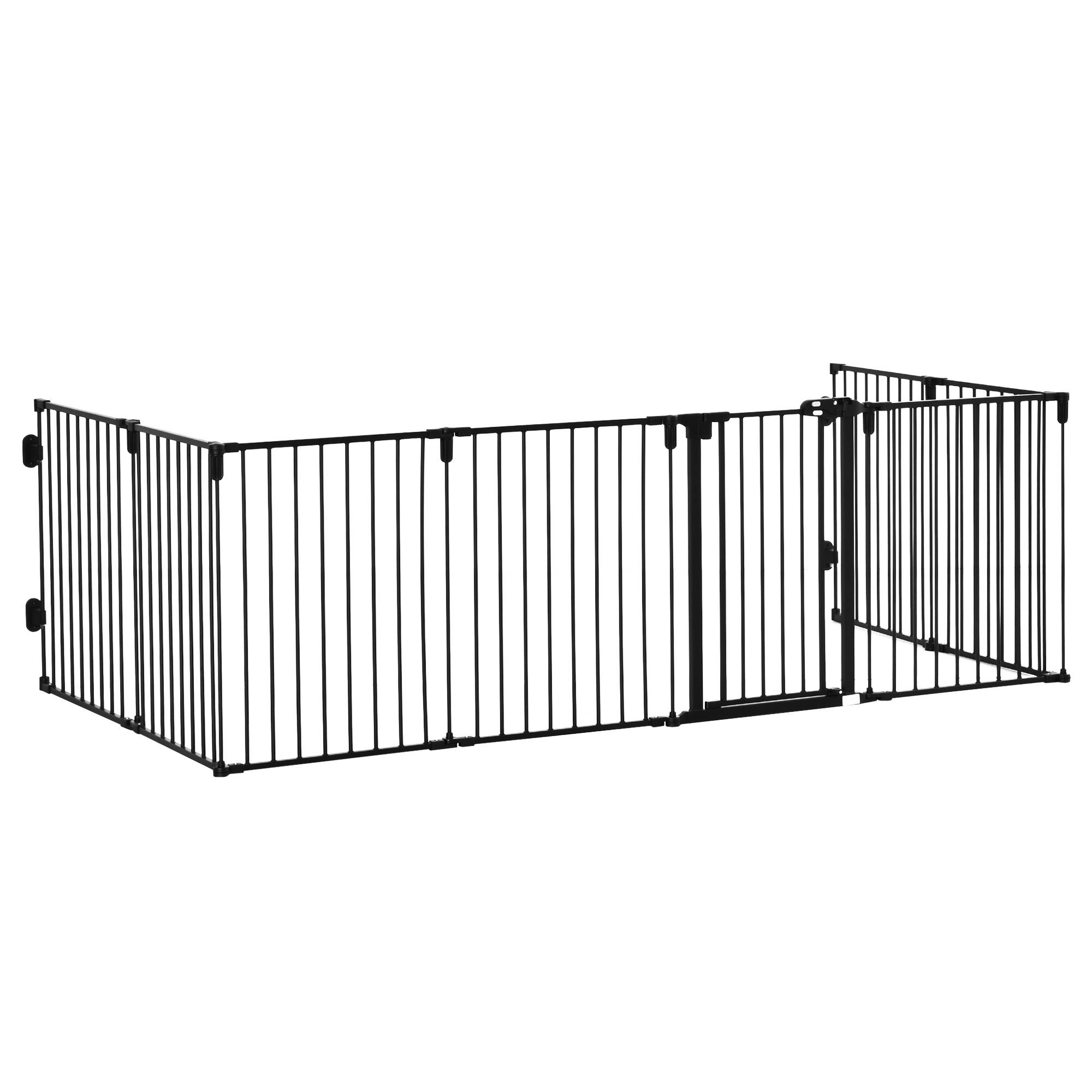 Barrière de sécurité cheminée acier pour chiens parc modulable 482x76cm noir - ComfortXL Outdoor Living - Image 2