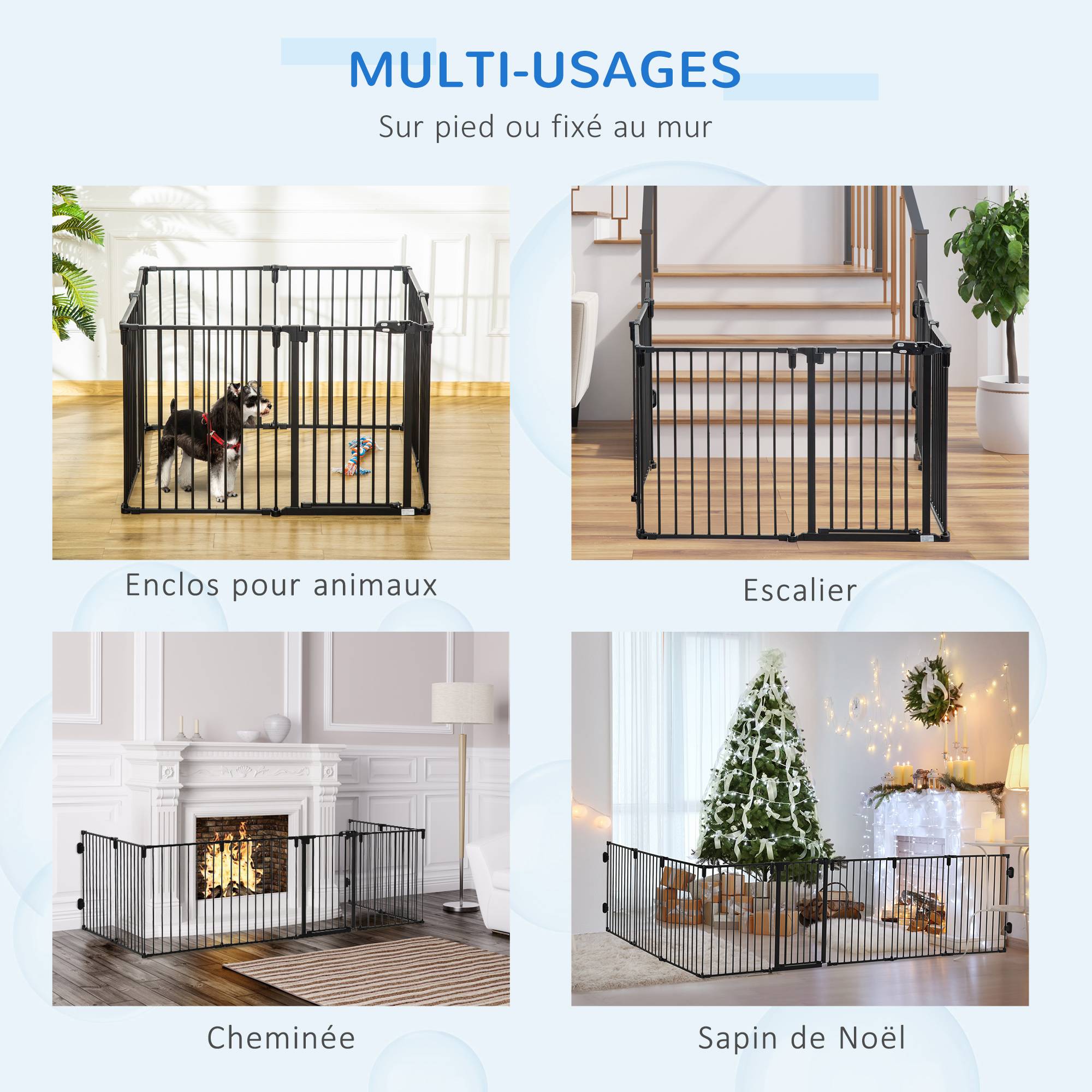 Barrière de sécurité cheminée acier pour chiens parc modulable 482x76cm noir - ComfortXL Outdoor Living - Image 10