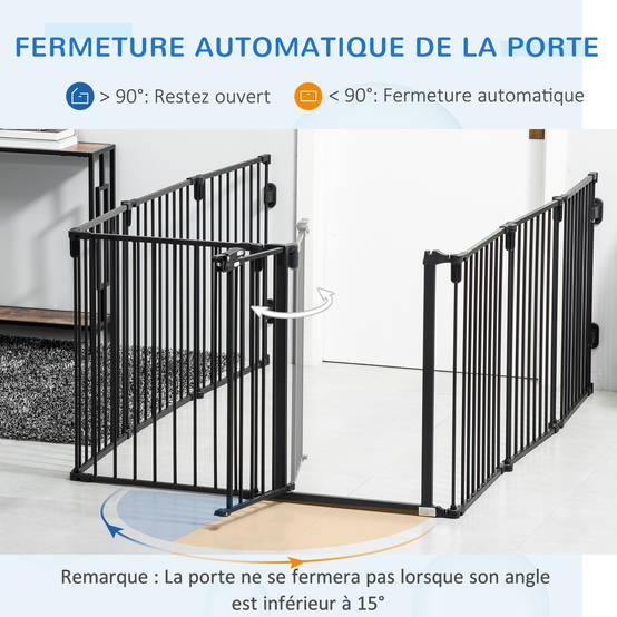 Barrière de sécurité cheminée acier pour chiens parc modulable 482x76cm noir - ComfortXL Outdoor Living - Image 7