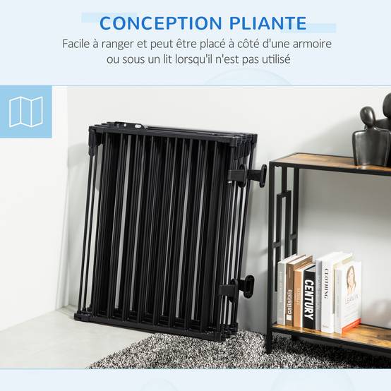 Barrière de sécurité cheminée acier pour chiens parc modulable 482x76cm noir - ComfortXL Outdoor Living - Image 8