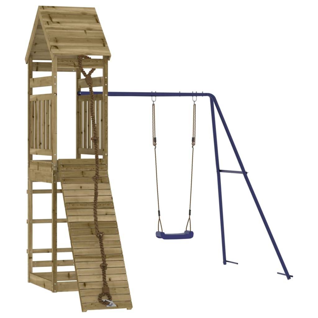 Helloshop26 - Aire de jeux d'extérieur balançoires toboggan portiques robuste jeux jardin 245 x 256 x 264 cm bois de pin imprégné - Image 1