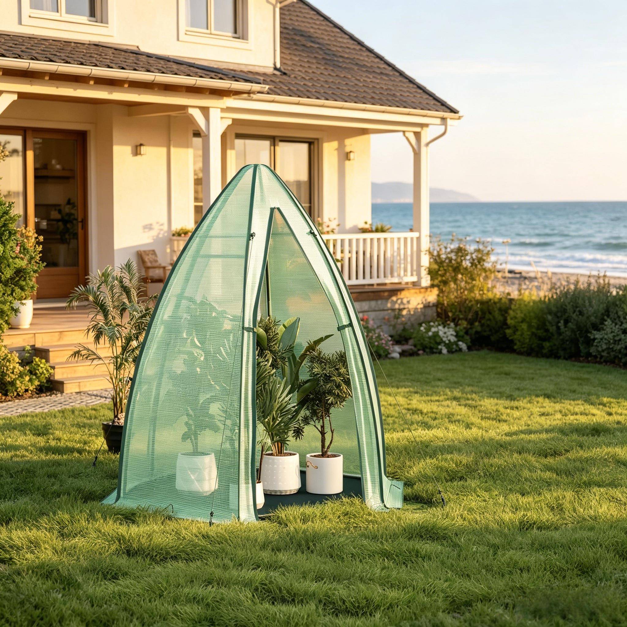 Serre à tomates en PE et acier pour jardin avec porte zippée 160x160x180cm Vert - ComfortXL Outdoor Living - Image 8
