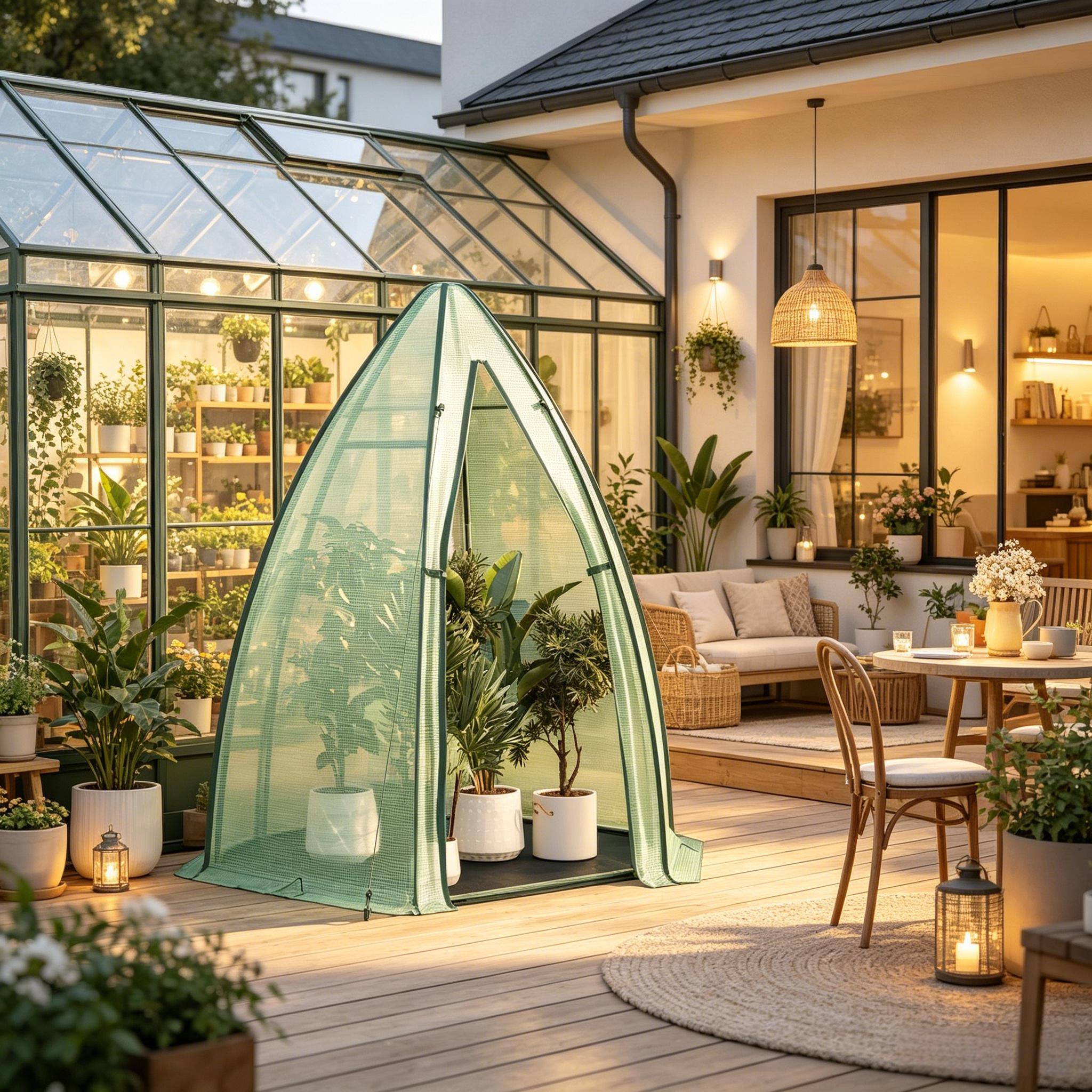 Serre à tomates en PE et acier pour jardin avec porte zippée 160x160x180cm Vert - ComfortXL Outdoor Living - Image 3