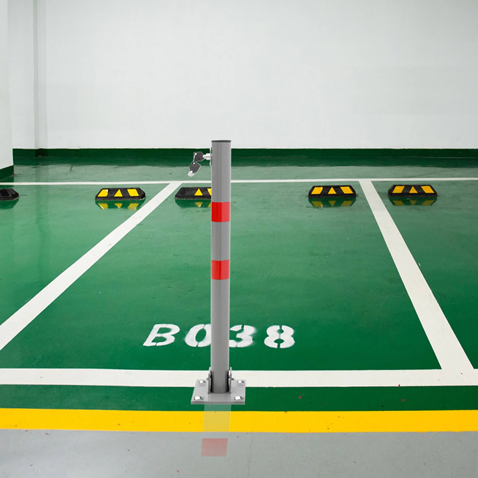 Wiltec Borne De Parking Rabattable Acier 700x180x480mm Avec 3 Clés - Protection Stationnement