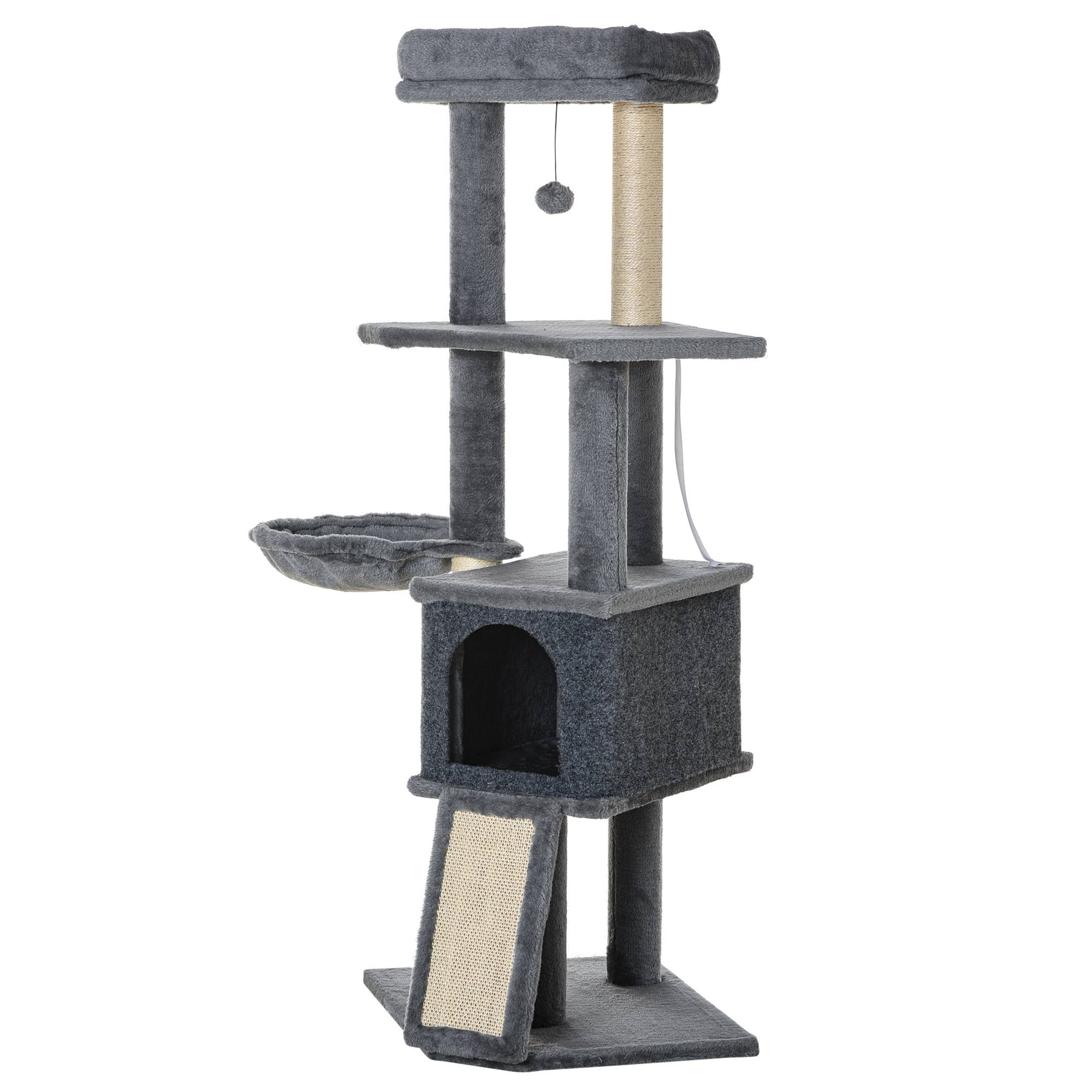 Sans Marque - Arbre à chat centre d'activités multi-équipé griffoirs grattoir jeu boule suspendue niche plateformes gris - Image 1