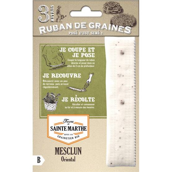 Carte ruban de Mesclun oriental Bio - Ferme de Sainte Marthe Livré en ruban de 3 mètres