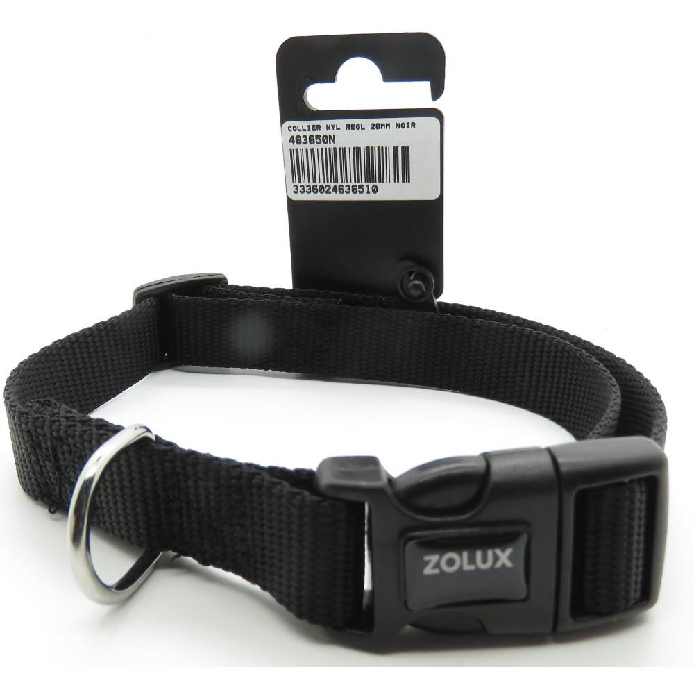 Zolux - collier nylon 40 - 50  cm x 20 mm noir pour chien. - Image 1