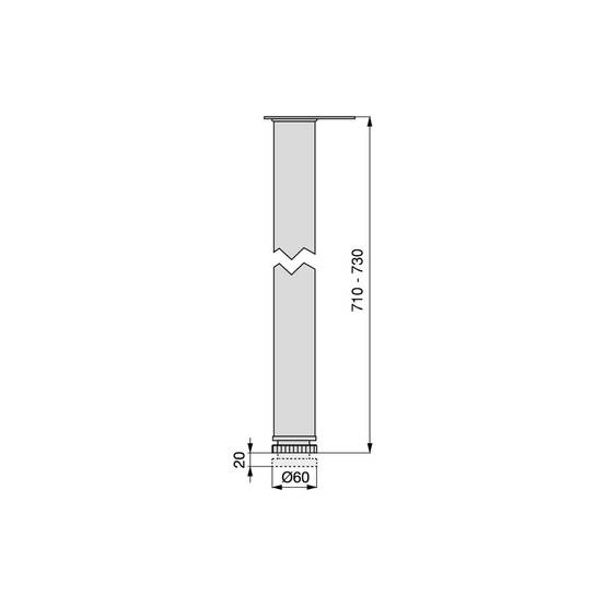 Emuca - Lot de 4 pieds de table diamètre 60mm, H710mm blanc - EMUCA - 2034512 - Image 3