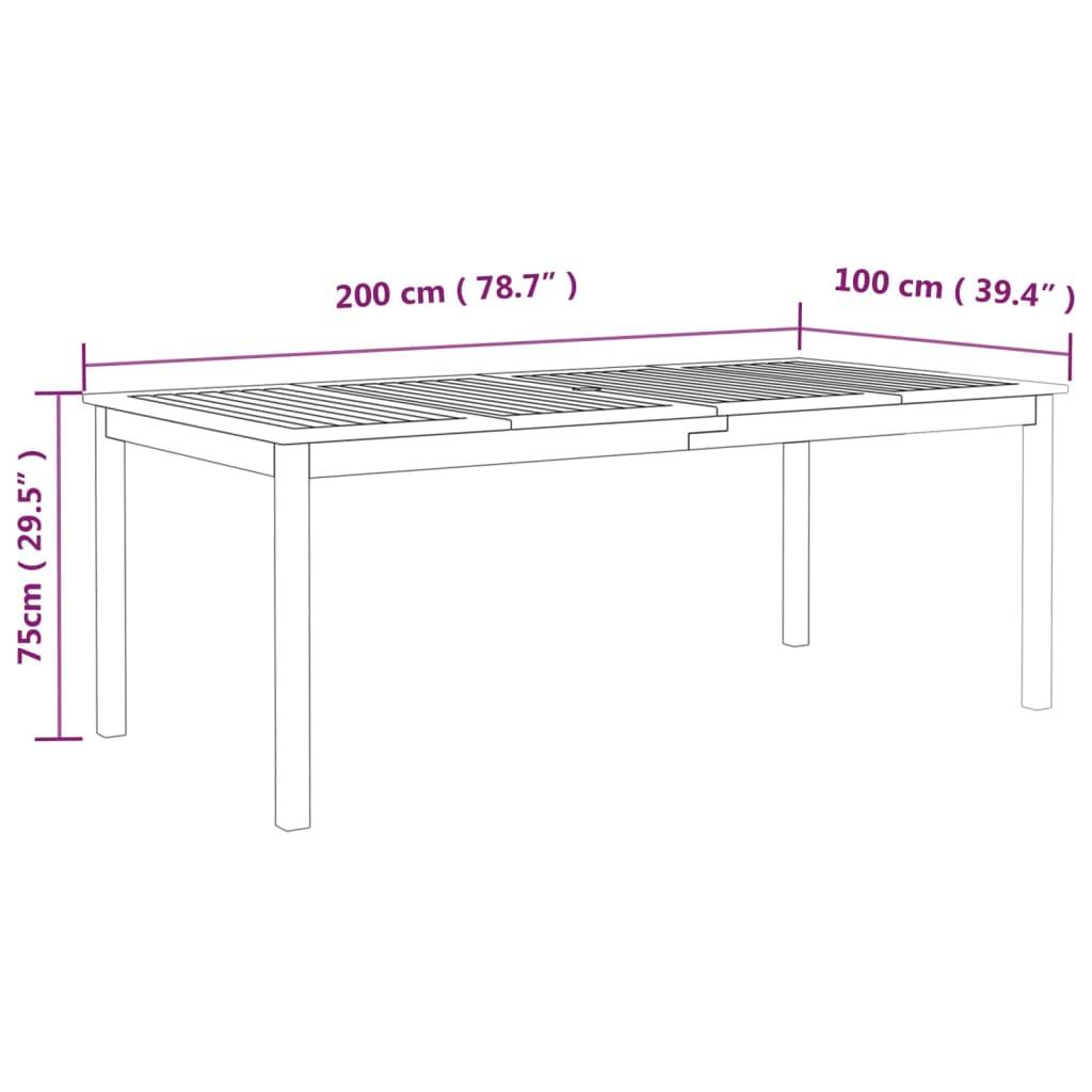 ComfortXL - Grande Table de Jardin Grise 200x100cm en Bois d'Acacia Massif, pour 8 Personnes – ComfortXL Outdoor Living - Image 7