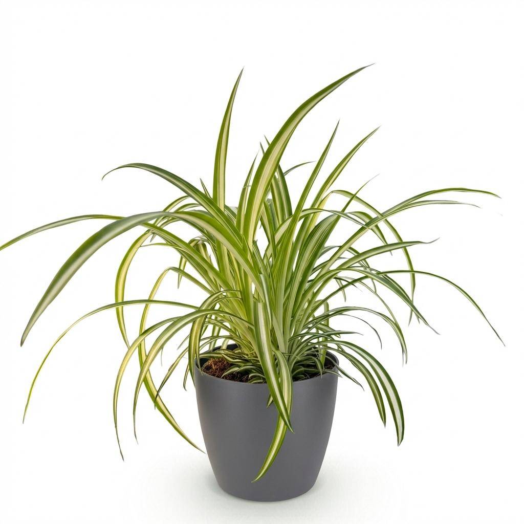 Chlorophytum comosum Variegatum - Pet-friendly - Plante araignée - Pot de 12cm - Hauteur 20-30cm - 1 plante - Gris - Plantes d'intérieur - Image 2