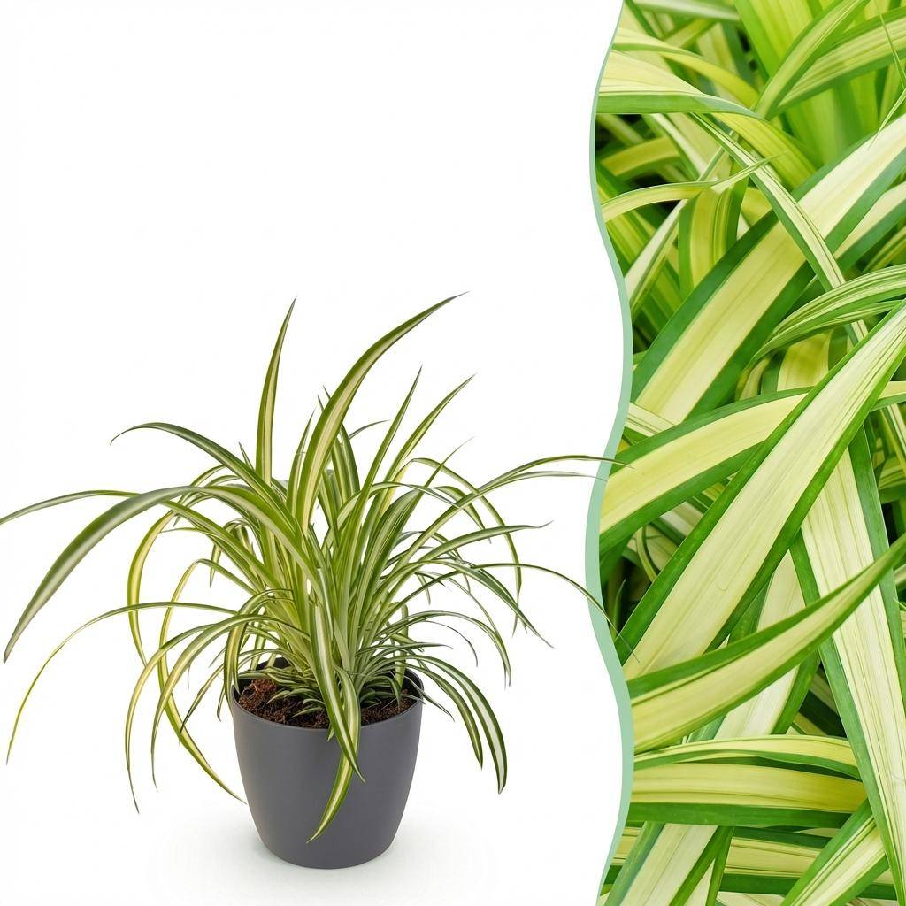 Chlorophytum comosum Variegatum - Pet-friendly - Plante araignée - Pot de 12cm - Hauteur 20-30cm - 1 plante - Gris - Plantes d'intérieur - Image 1
