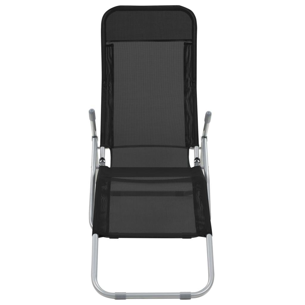 Helloshop26 - Chaises longues transat pliables 2 pices textilène noir - Image 3