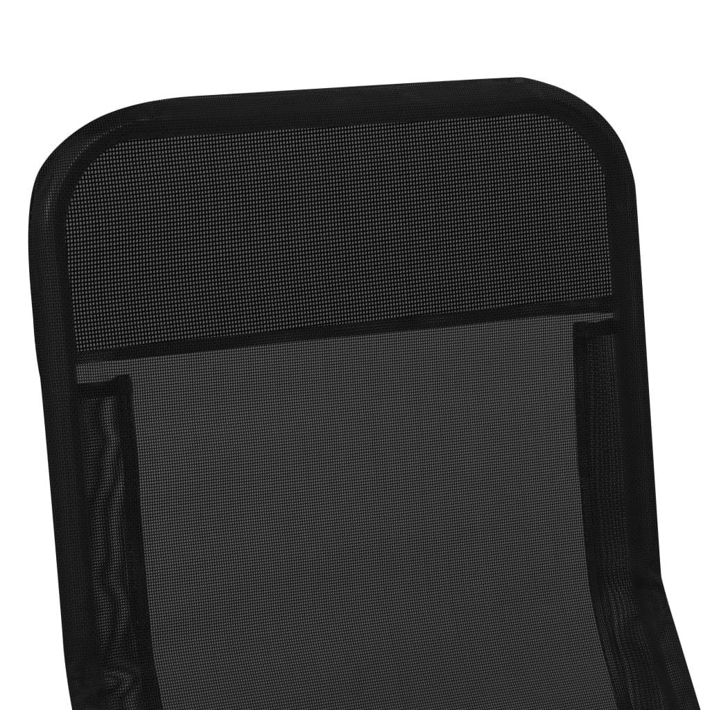 Helloshop26 - Chaises longues transat pliables 2 pices textilène noir - Image 7