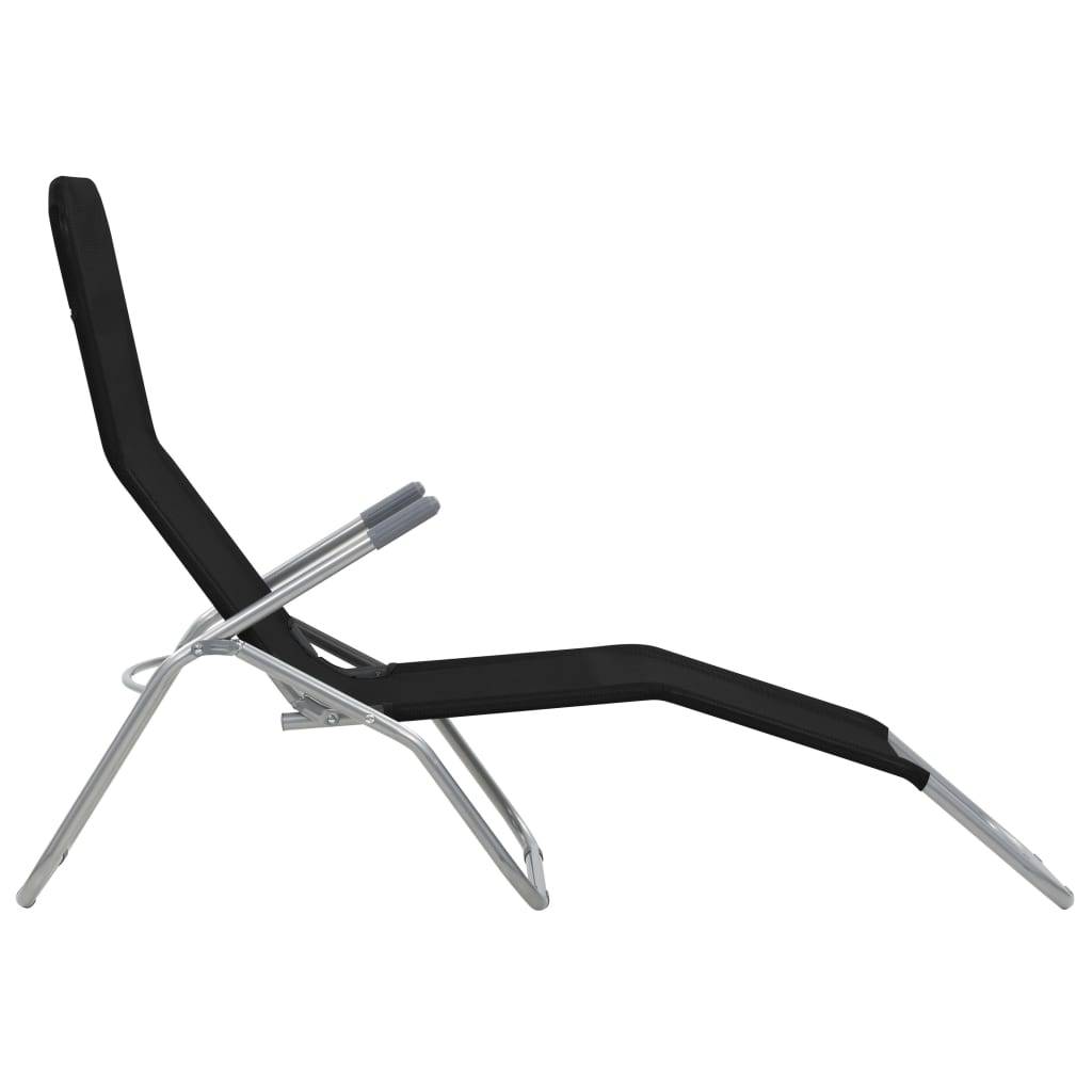 Helloshop26 - Chaises longues transat pliables 2 pices textilène noir - Image 6