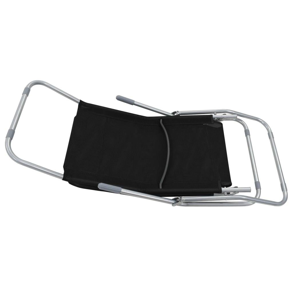 Helloshop26 - Chaises longues transat pliables 2 pices textilène noir - Image 5