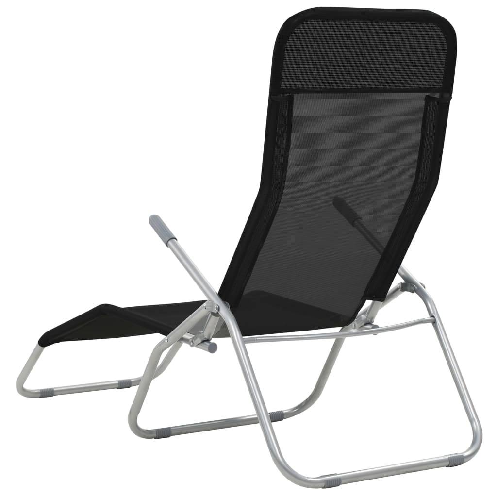 Helloshop26 - Chaises longues transat pliables 2 pices textilène noir - Image 4