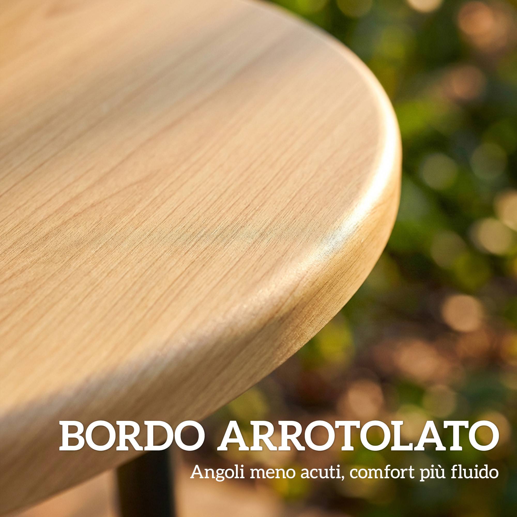 Table de jardin ronde en métal pour balcon et terrasse, Ø48 x 51 cm, effet bois naturel - Image 6