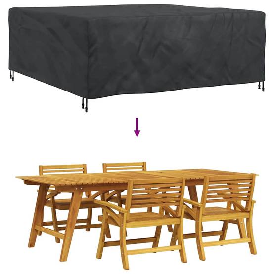 Housse de jardin Tissu Oxford 420D Résistante aux Intempéries pour Ensemble Table et Fauteuils Noir 200x190x85 cm – ComfortXL Outdoor Living - Image 5