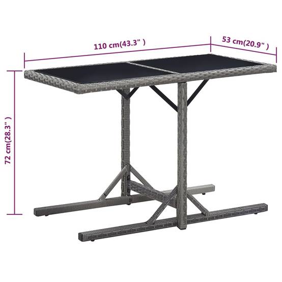 PANGIVO - Table de jardin Verre et Résine tressée Anthracite 110 x 53 x 72 cm - PANGIVO - Image 6