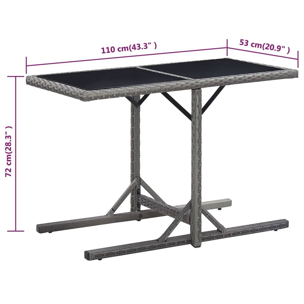 PANGIVO - Table de jardin Verre et Résine tressée Anthracite 110 x 53 x 72 cm - PANGIVO - Image 6