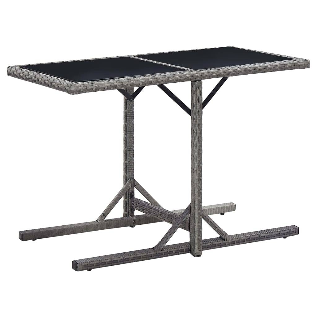 PANGIVO - Table de jardin Verre et Résine tressée Anthracite 110 x 53 x 72 cm - PANGIVO