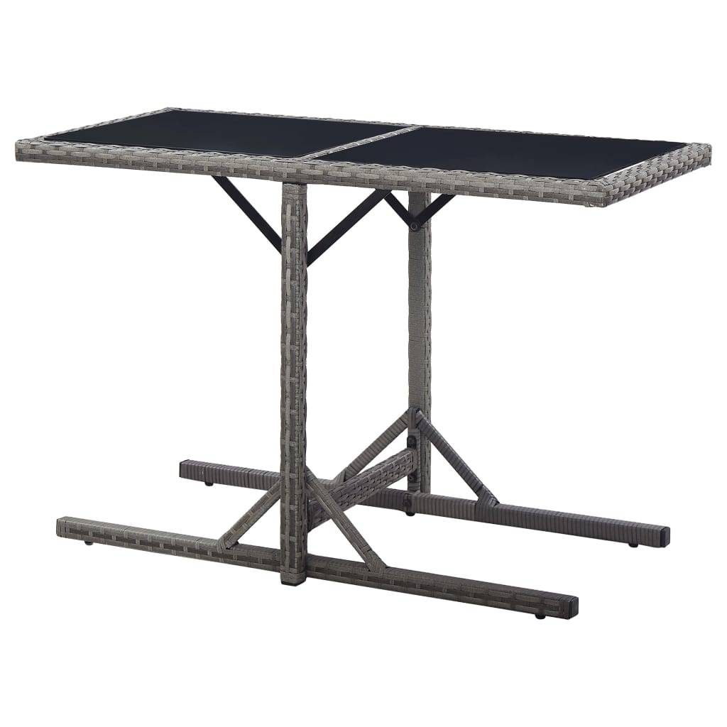 PANGIVO - Table de jardin Verre et Résine tressée Anthracite 110 x 53 x 72 cm - PANGIVO - Image 4