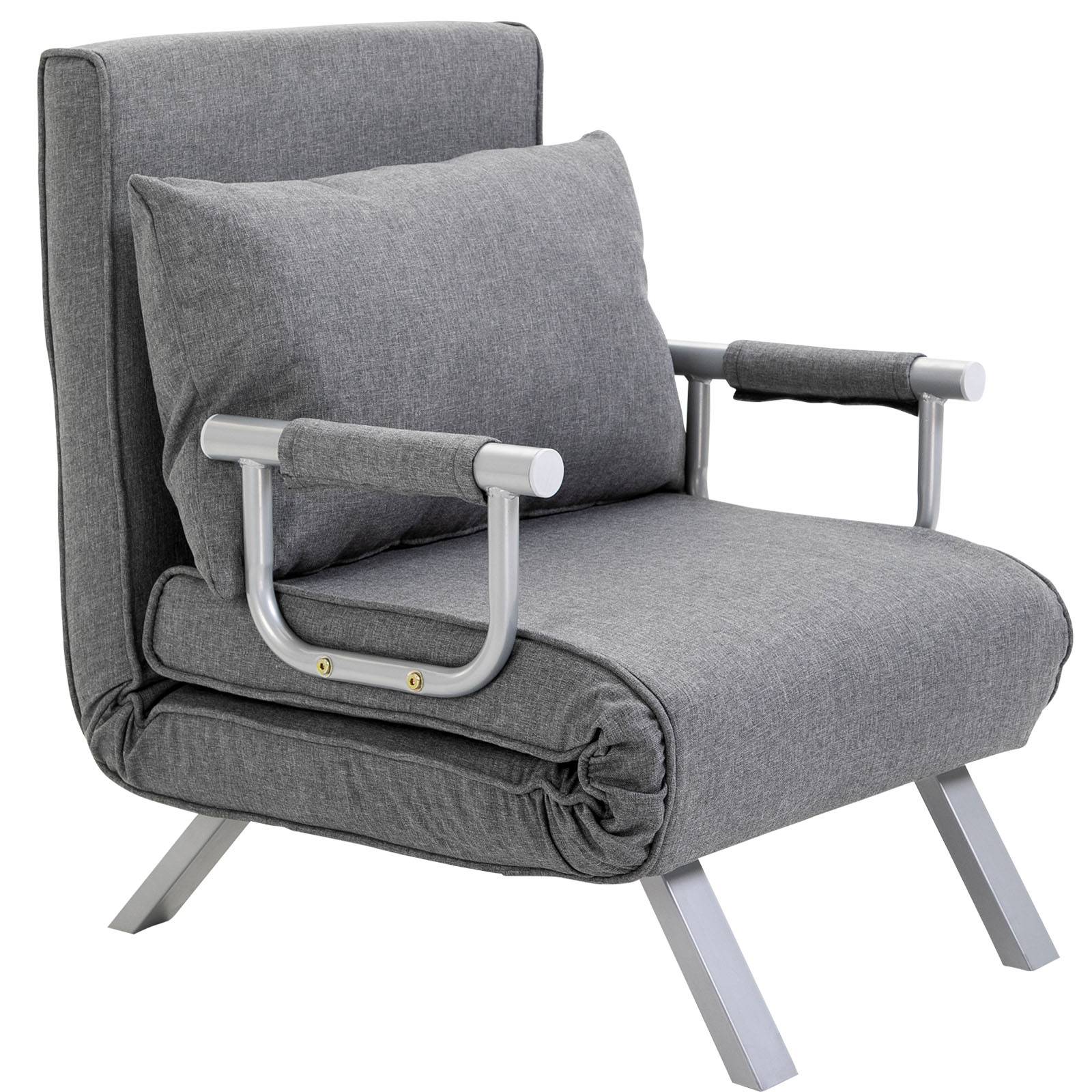 Fauteuil inclinable, chaise longue, fonction inclinable, lit d'appoint, 65 cm x 69 cm x 80 cm, gris - Image 2
