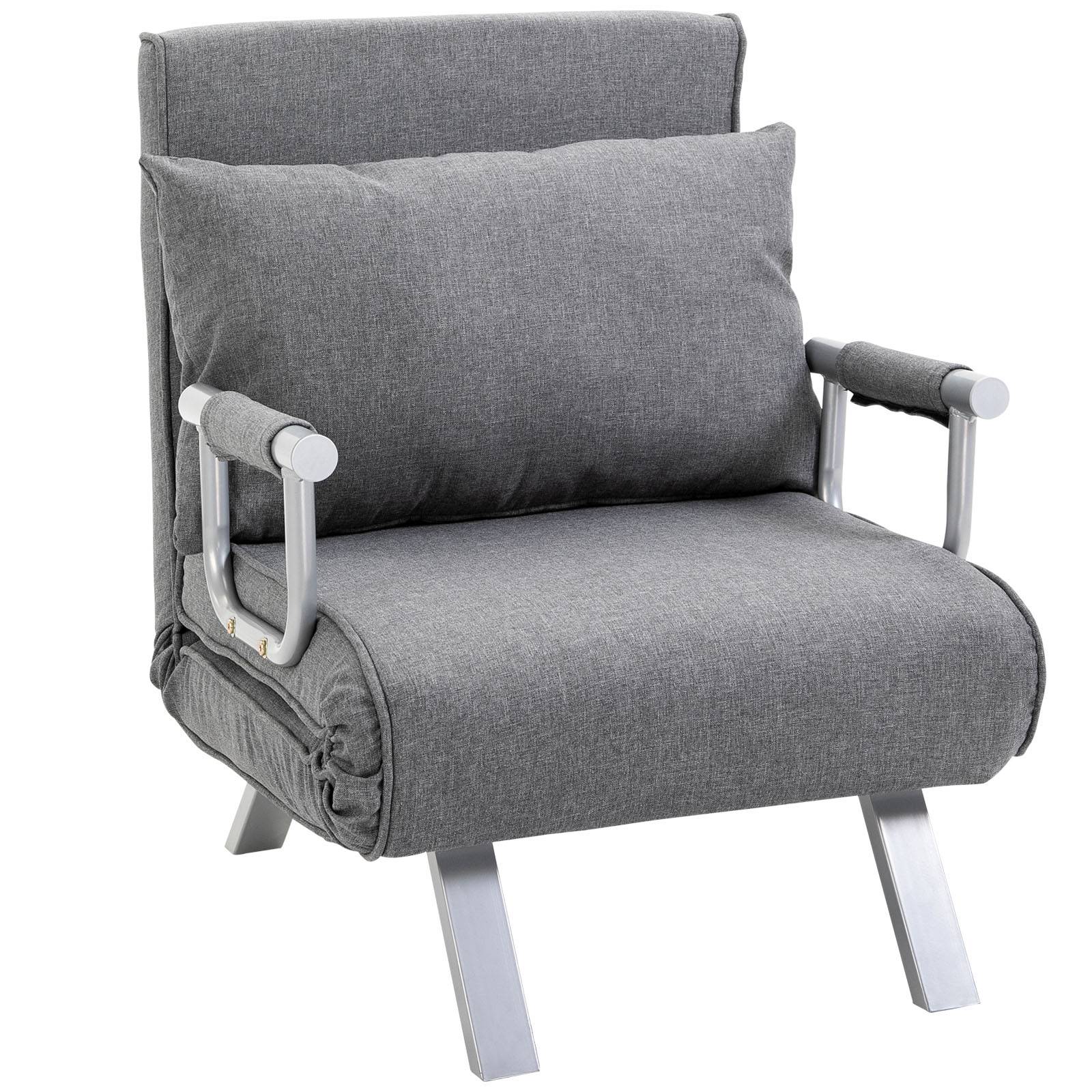 Fauteuil inclinable, chaise longue, fonction inclinable, lit d'appoint, 65 cm x 69 cm x 80 cm, gris - Image 1