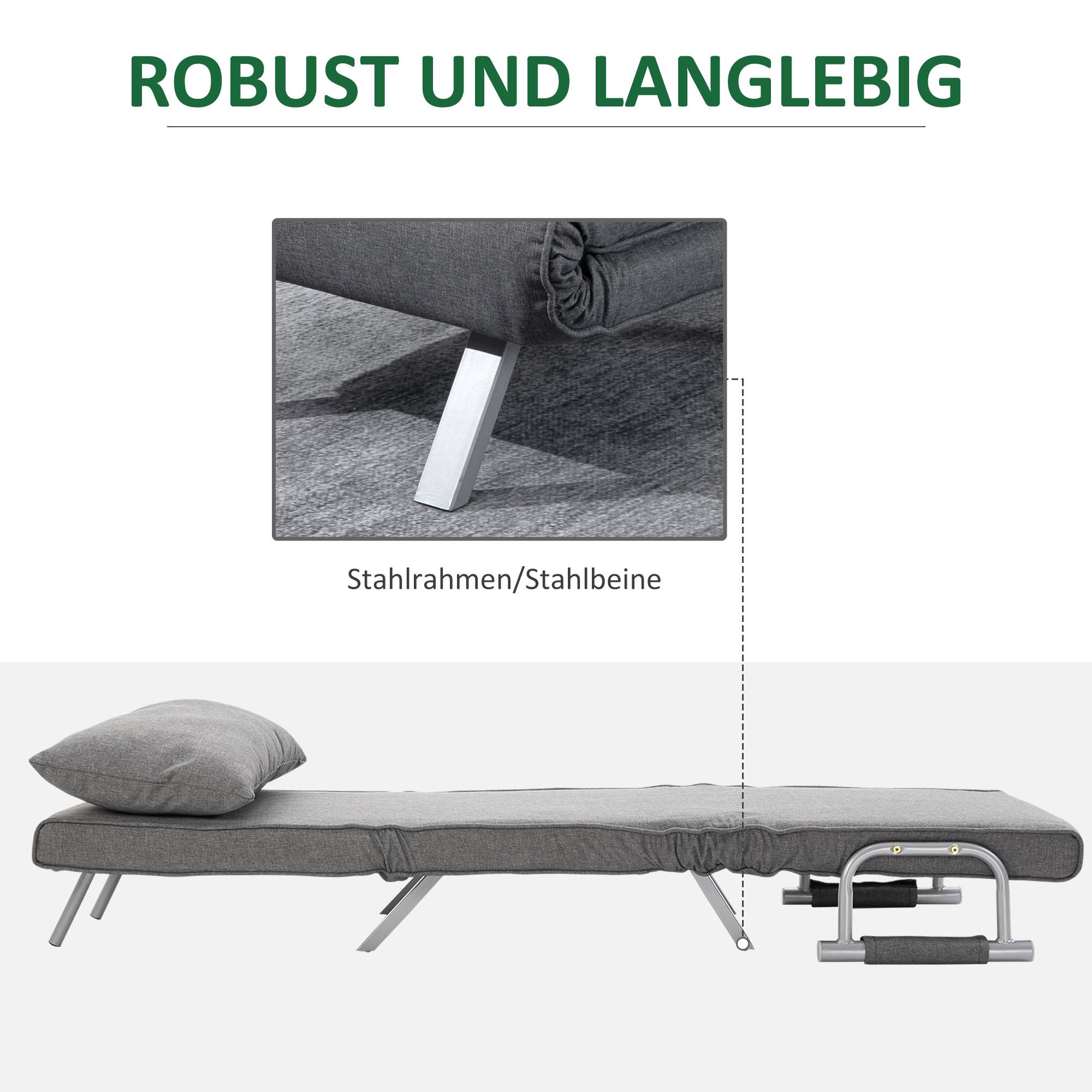 Fauteuil inclinable, chaise longue, fonction inclinable, lit d'appoint, 65 cm x 69 cm x 80 cm, gris - Image 9