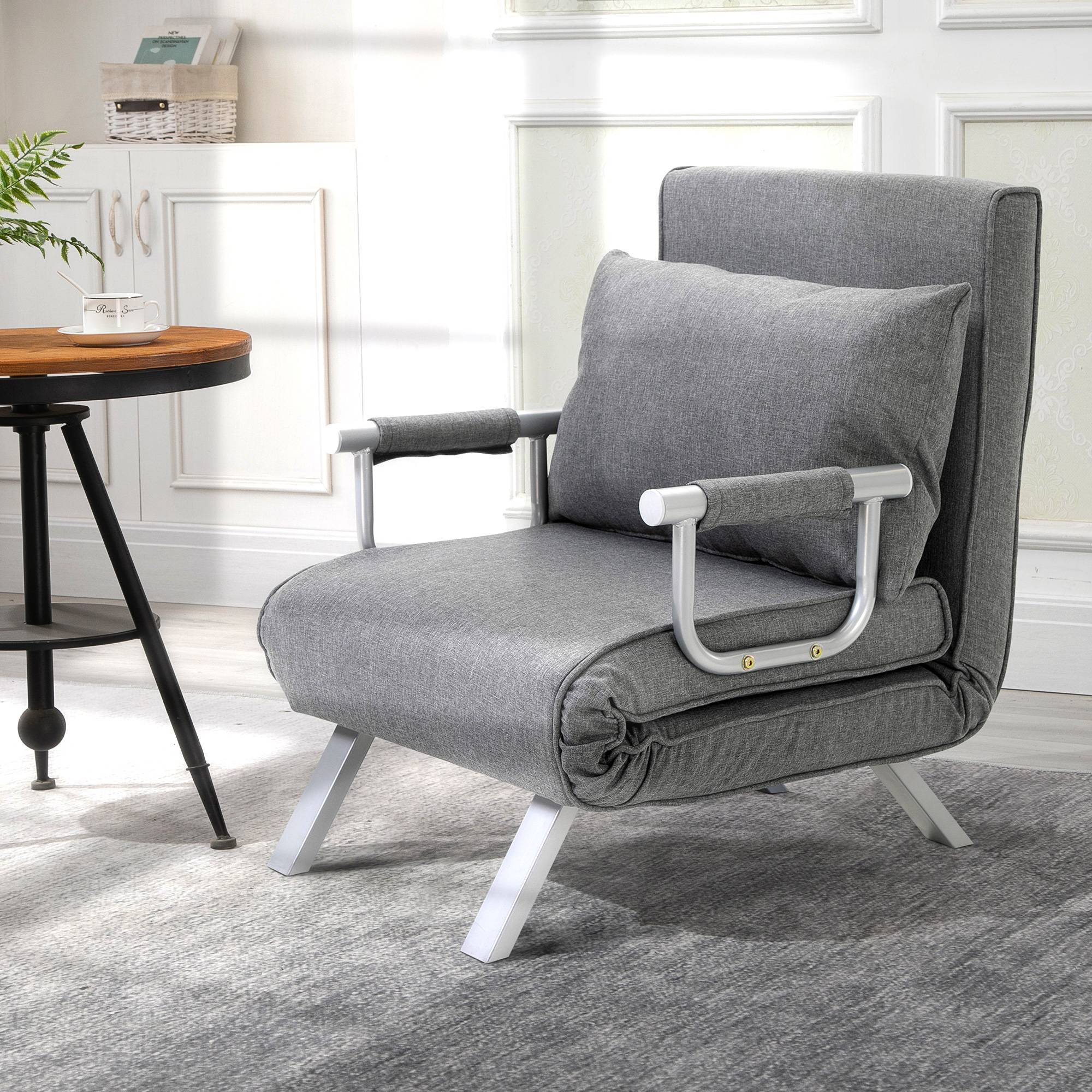 Fauteuil inclinable, chaise longue, fonction inclinable, lit d'appoint, 65 cm x 69 cm x 80 cm, gris - Image 4