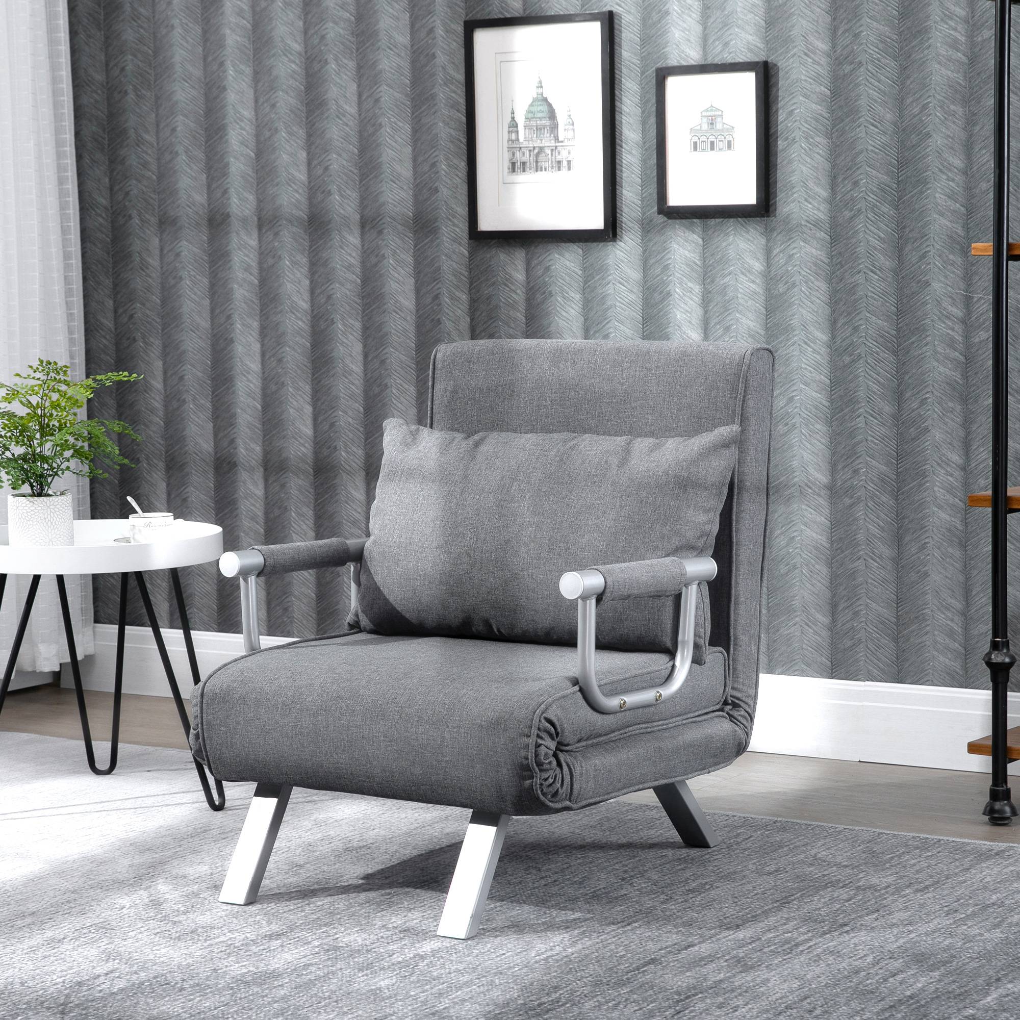 Fauteuil inclinable, chaise longue, fonction inclinable, lit d'appoint, 65 cm x 69 cm x 80 cm, gris - Image 3
