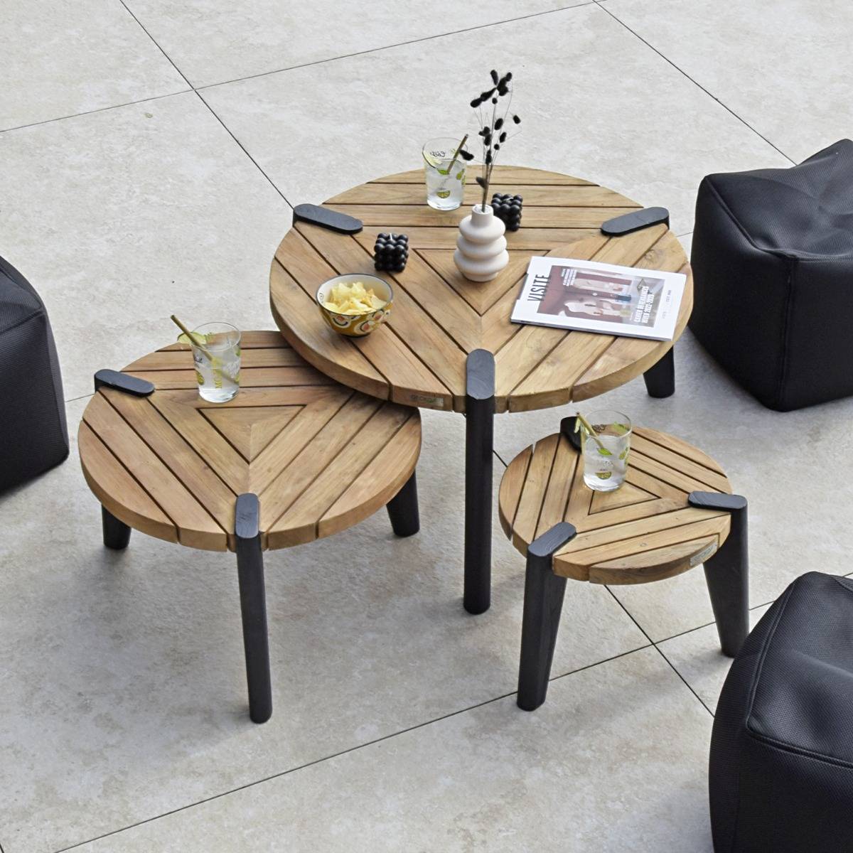 Table basse en teck recyclé 60 cm, Carmen - Gecko Jardin - Image 6